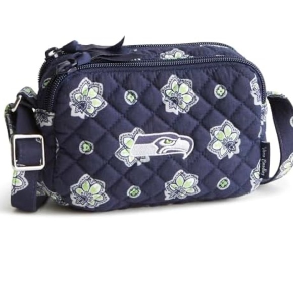 Vera Bradley Seattle Seahawks Small Cotton Crossbody Bag (Navy/Neon Green) NWT - Picture 1 of 7